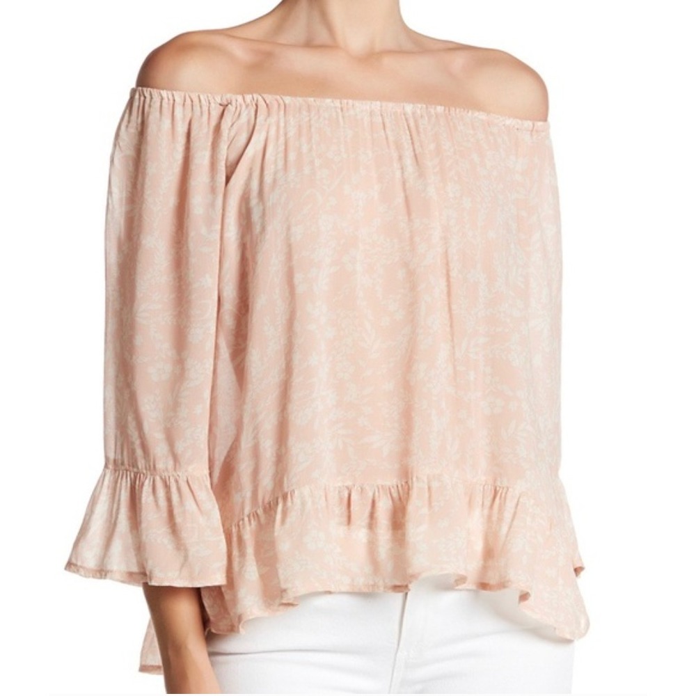 Sanctuary Julia Women's Top Blouse Pink S Off Shoulder Ruffles Coquette Feminine